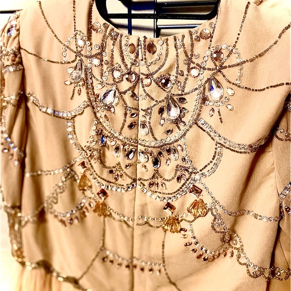 Beaded Tulle Crop Top with Skirt